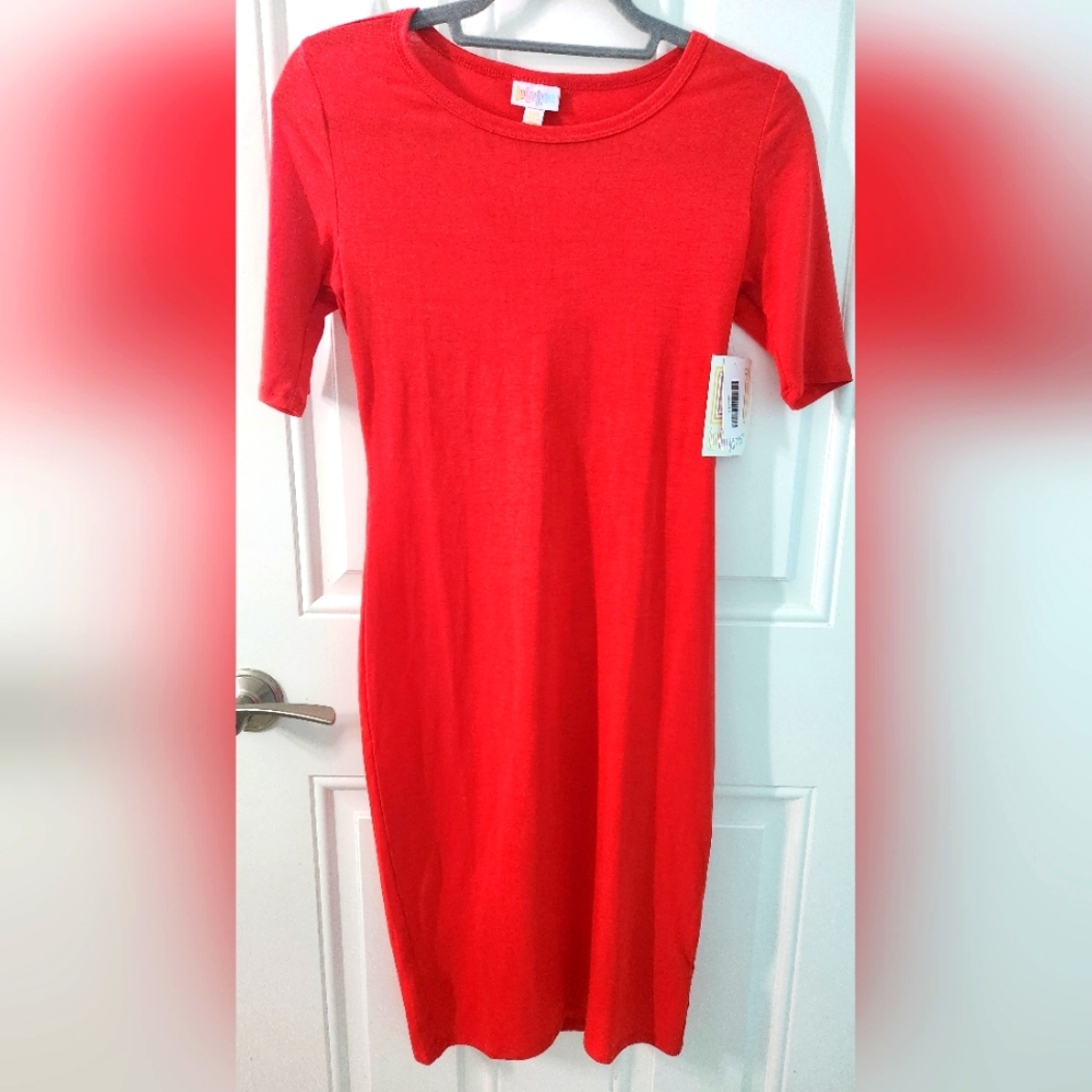 LuLaRoe Julia Pencil Dress NWT Tomatoe Red Stretchy Spandex XXS Sexy